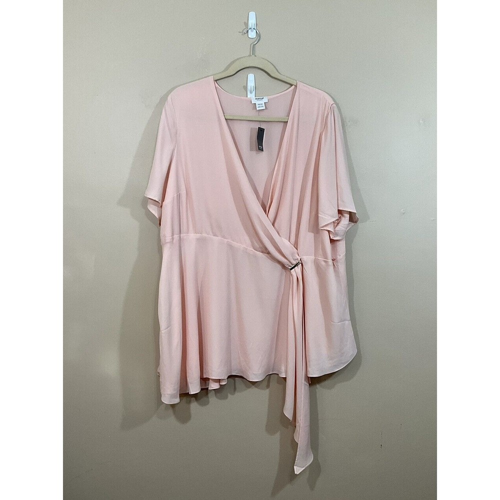 Avenue Womens Amelia Drape Shirt Size 30/32W Pink Wedding Guest Femme Flowy NWT